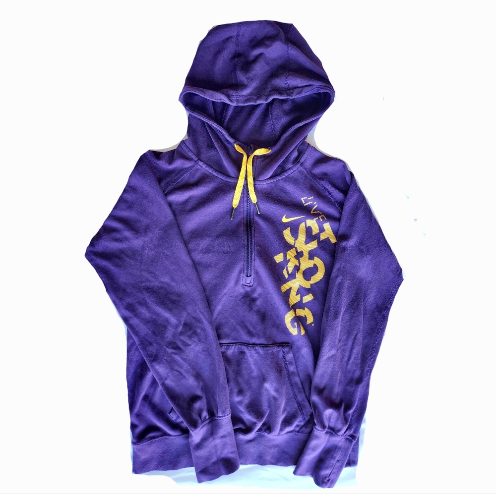 Nike Dri Fit LiveStrong 1/2 Zip Athletic Hoodie in Purple